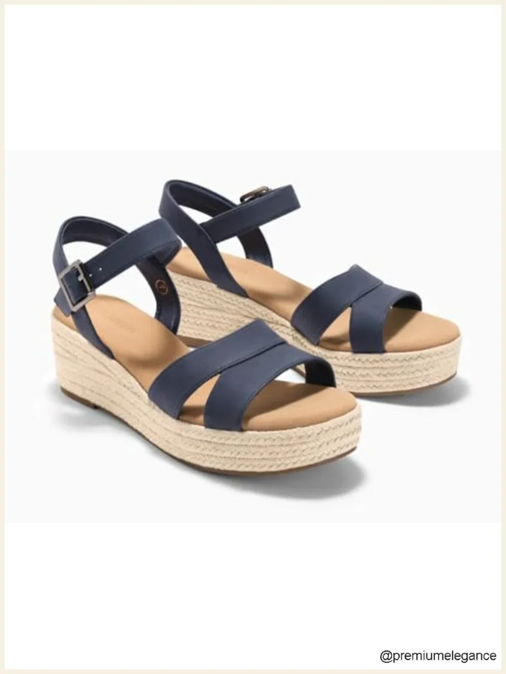 Wedge Platform Sandals Espadrille Heels Open Toe Buckle Ankle Strap Memory Foam